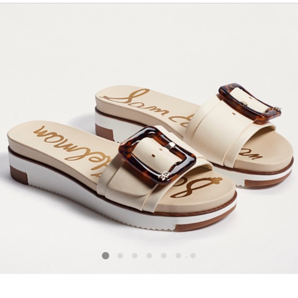 Sam Edelman Ariane Platform Slide in “Modern Ivory” leather